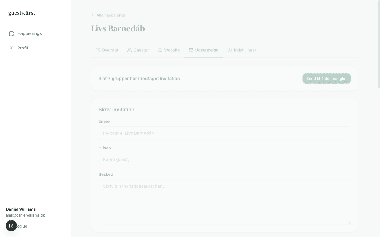Send invitationer via e-mail med personligt link